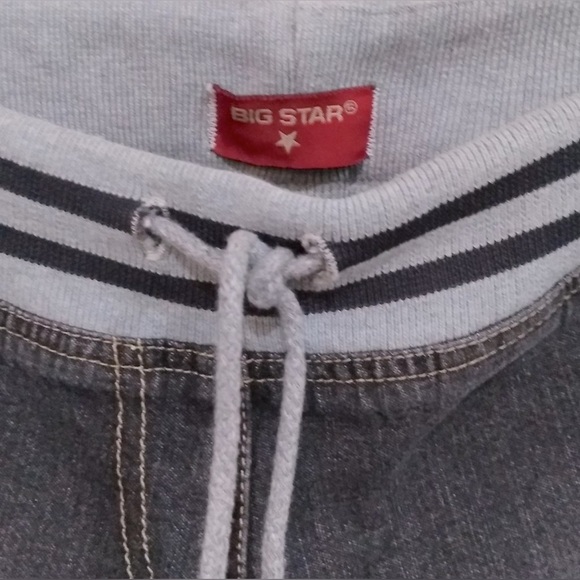 ⭐️Big Star 28 Lolita Black jeans with Red Stripe & tie sweatpants waistband M S - Picture 2 of 4